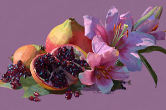draw a digital illustration of any fruit, plant, flower etc