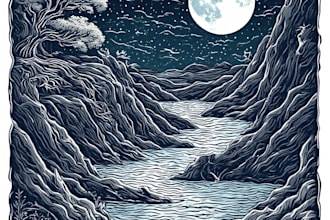 create stunning linocut or woodcut style illustrations