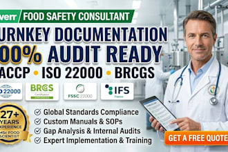 deliver turnkey iso 22000 brc ifs fssc 22000 documentation package