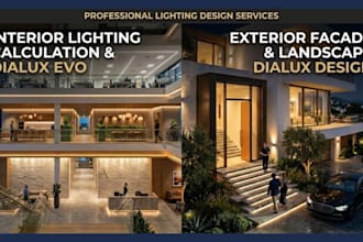 design interior and exterior lighting with dialux evo and lux calculations