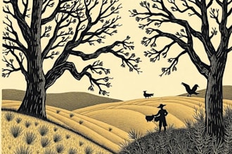 do draw high quality illustration in linocut style