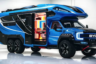 create detailed 3d rv, camper van and food truck design with rendering