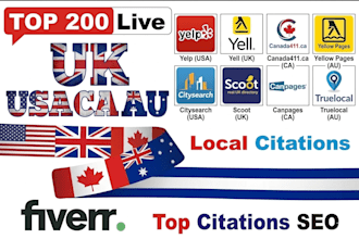 do top 200 local citations for local SEO USA, UK, canada