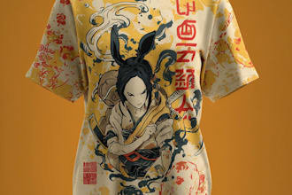 do a japanese t shirt illustration