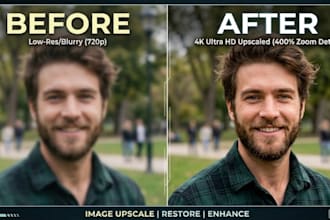 upscale, enhance and increase image resolution to HD or 4k
