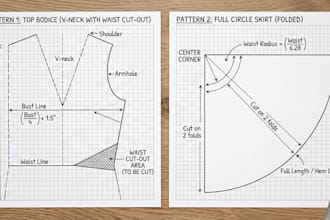 design modern dresses and provide digital sewing patterns