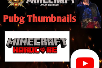 make every type gaming thumbnails like minecraft survival and pubg mobile