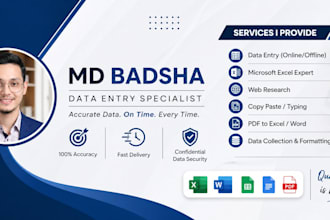 do data entry, copy paste, web research, excel data entry and remote data entry