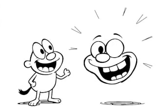 make a black and white   cartoon  sketch