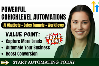 create gohighlevel  automation, ai chatbot, sales funnel and workflows
