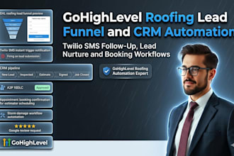 create gohighlevel roofing lead funnel, ghl crm automation, twilio sms follow up