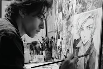 illustrate graphic novel, comic book design, storyboard
