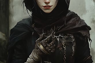 draw dark, punk, goth, horror character in comic like style