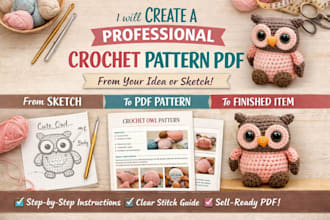 write a professional crochet pattern PDF from your idea or sketch