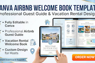 design canva airbnb welcome book template guest guide, airbnb guidebook for host