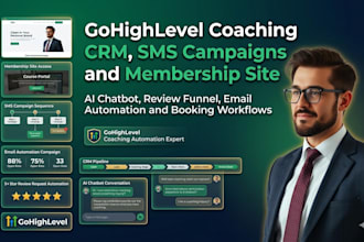 build coaching sms email campaigns review funnel, ghl crm membership ai website