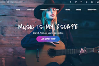 design music website for artist dj record label band on wordpress, wix, shopify