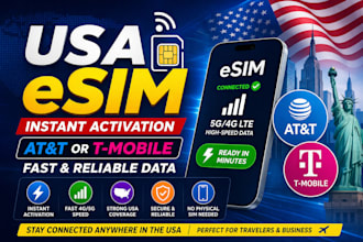 activate USA esim with att or t mobile fast and reliable data