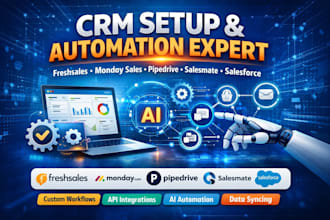 set up and optimize freshsales monday sales pipedrive salesmate and salesforce