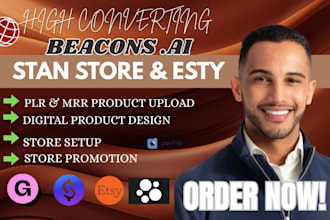 do beacons ai store setup, stan store, gumroad, payhip, digital product upload