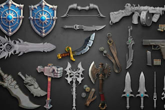 3d weapon, 3d props armor, 3d sword 3d cosplay assets 3d gun dagger for printing
