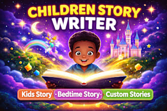 write children story book with illustration kids story writing picture book