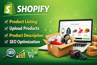 do shopify product listing upload product, product description, SEO optimization