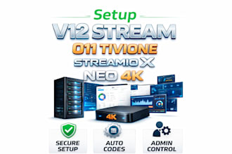 setup v12 stream, o11, tivione, streamio x, neo 4k admin server with autocodes