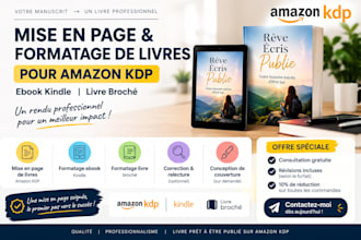 je vais mettre en page votre livre pour amazon KDP, ebook kindle et broché