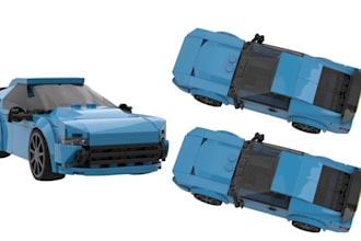 design 3d lego car, lego sets  with pdf manual instructions and xml part list