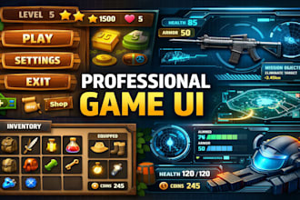 design professional game UI design for your mobile game and pc