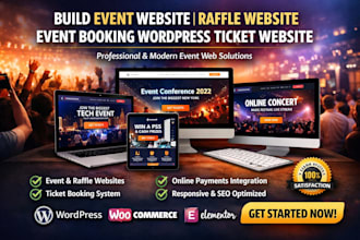 build event website, raffle website, event booking wordpress ticket website