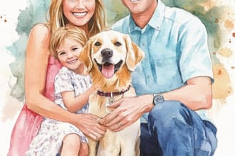 make watercolor family portrait