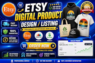 design etsy digital product, etsy shop setup etsy digital product store etsy pod