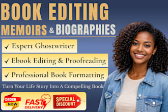 edit proofread memoir ebook ghostwriter biography autobiography book formatting