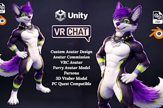 do vrchat avatar commission, vrc avatar furry nsfw avi 3d model vtuber rig quest