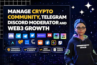 manage crypto community, telegram discord moderator and web3 growth