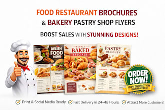 design food restaurant brochures and bakery pastry shop flyers