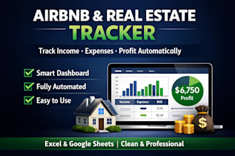 build airbnb rental, real estate expense profit tracker in excel or google sheet