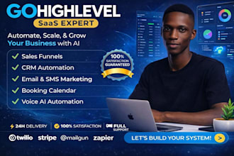 build gohighlevel automation CRM funnels followups bookings leads, landing pages