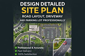design detailed site plan, road layout, driveway and parking lot professionally