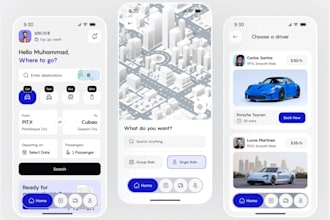 develop a complete taxi booking app, uber or bolt with user