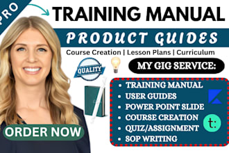 create training manuals, sops, product guides, and instruction booklets
