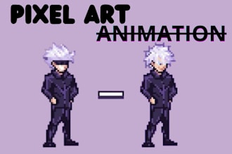 do pixel art character design, animation, retro pixel art