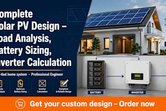 grid tied solar pv system design, load analysis, battery backup, inverter sizing