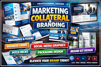 design professional marketing collateral, brochures, flyers, brand marketing kit