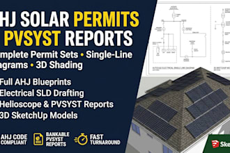 draft complete ahj solar permit sets, pvsyst report, and single line diagram