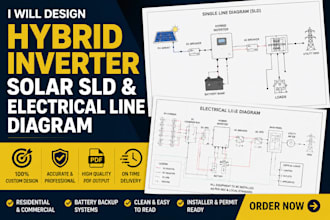 design hybrid inverter solar sld and electrical line diagram