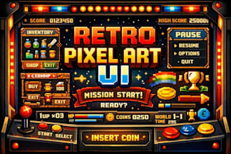 make pixel art game UI and hud for your game