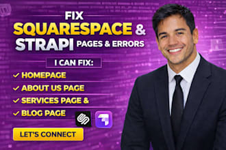 do squarespace, strapi homepage, about us, services and blog page error fix